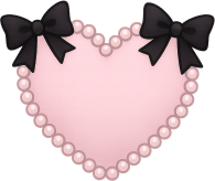 Cutepinkheartwithblackbows static emote