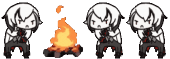 ArlecchinoGroovingVeryComfortablyAroundTheCampfireWithHerFellowA animated emote
