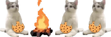 catsittingverycomfortablearoundacampfirewithitsfriendswithcookie emoji
