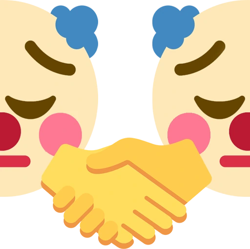 Pensiveclownhandshake emote
