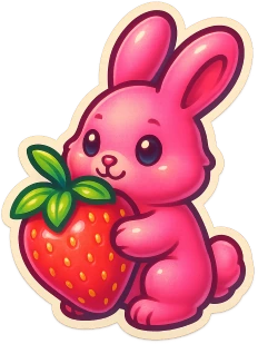 Pinkbunnyholdingstrawberry emote