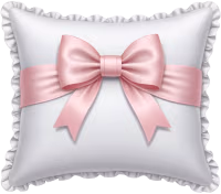 Whitesilkpillowwithlightpinkbow emote