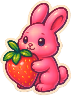 Pinkbunnyholdingstrawberry emote