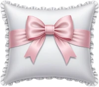 Whitesilkpillowwithlightpinkbow emote