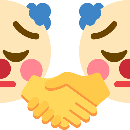 Pensiveclownhandshake emote