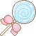 BlueLollipopPinkBow emote