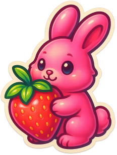 Pinkbunnyholdingstrawberry static emote